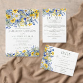 Elegant Dusty Blue Yellow Wildblumen Boho Wedding Einladung (Personalisiere diese Kollektion eines unabhängigen Creators.)
