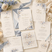 Staubblaues botanisches Hochzeitstischschild Tischnummer