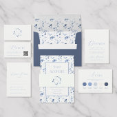 Dusty Blue Floral Save the Date Card Einladung