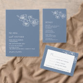  Dusty Blue White Floral Line Art RSVP (Personalisiere diese Kollektion eines unabhängigen Creators.)
