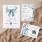 Vintage dusty blue floral wedding details begleitkarte (Personalisiere diese Kollektion eines unabhängigen Creators.)