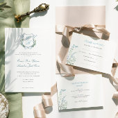 Elegant Floral Monogram Crest Formal Wedding Einladung