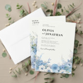 Dusty Blue Floral Elegante Wedding Menükarte (Personalisieren Sie die Kollektion dieses unabhängigen Creators. Test)