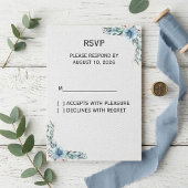 Staubblaue Blumige Hochzeitsprogrammkarte Programm