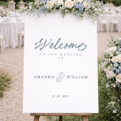 Dusty Blue Elegant Wedding Guest Book with Names Gästebuch
