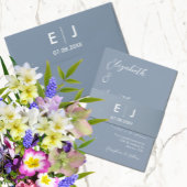 Dusty Blue & White Monogram Wedding Geschenkanhänger