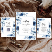 Dusty Blue Navy Champagne Elfenbeinblume Hochzeit Save The Date