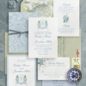 Einfaches staubblaues Monogramm-Wappen Hochzeit Serviette