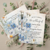 Dusty Blue Wildblume Wedding Menu Menükarte (Personalisieren Sie die Kollektion dieses unabhängigen Creators. Test)