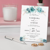 Dusty Emarald Green White Floral Wedding Program