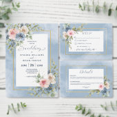 Dusty Pink Blue & White Roses Wedding Save The Date (Personalisiere diese Kollektion eines unabhängigen Creators.)