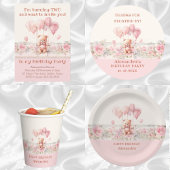 Niedlich Pink Girl Teddy Geburtstagsparty Pappbecher