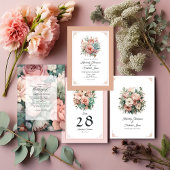 Dusty Rose, Minze Green und Blush Floral Wedding Programm