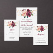 Dusty Rose Burgund Botanische Lichter Save the Dat Ankündigungspostkarte (Personalisiere diese Kollektion eines unabhängigen Creators.)