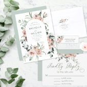 Dusty Rose Eukalyptus Floral Script Wedding Gästebuch