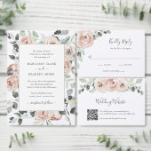 Rosa florale Dusty Rose Wedding Mini RSVP Card Mitteilungskarte (Personalisiere diese Kollektion eines unabhängigen Creators.)