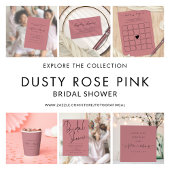 Elegantes Script Name Dusty Rose Rosa Brautparty Pappteller