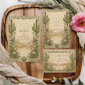 Earthy Botanical Desert Wedding Einladung