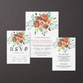 Moderne Earthy Burnt Orange Floral Wedding All In One Einladung (Personalisiere diese Kollektion eines unabhängigen Creators.)