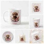 Easter Poodle Schokolade Eier und Blume - Runder Aufkleber