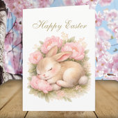 Cute Easter Bunny Rabbit Pink Blush Peony  Rechteckiger Pappuntersetzer