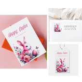 Niedliche Aquarellfarbe Blumengeblümter Happy Oste Runder Aufkleber