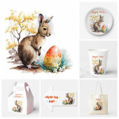 Osterwasserfarbe Känguru Eier und Blume -
