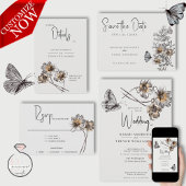 Minimal Line Kunst, Dichtung und Musik RSVP Karte