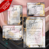 Moderner QR-Code Abstrakte Rose Kohle Gold Begleitkarte