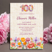 Wildflower 100th Birthday Party - Floral Number Einladung