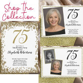 75th Custom Photo White and Gold  Einladung