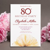 Floral 80th Birthday Thanks - Elegant Yellow Bloom Dankeskarte