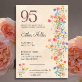 Elegant 95th Birthday Wildflower Save the Date