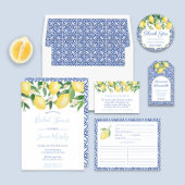 Tuscan Lemons Cobalt Blue Text Display Dusche Begleitkarte