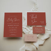 Eleganter und moderner Roter Ton Danke Karte