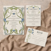 Dusty Blue Art Nouveau Floral Wedding Table Number Acryleinladungen (Personalisiere diese Kollektion eines unabhängigen Creators.)