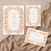 Elegante Herbstlaub Rustikale Terracotta Hochzeit Runder Aufkleber (Personalisiere diese Kollektion eines unabhängigen Creators.)