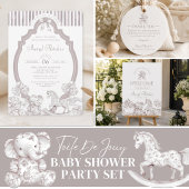 Neutrales Toile-Babyshower-Geschenke- und Karten-S
