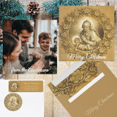 Gold Elegant Religious Merry Christmas Nativity