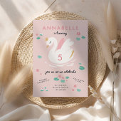 Rosa gürtelschönes Schwan-Party Pappteller