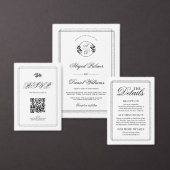 Elegant black, white branch and initials wedding einladung (Personalisiere diese Kollektion eines unabhängigen Creators.)