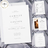 Elegant Black White Minimalist Wedding QR RSVP Karte