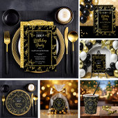 Elegant Butterflies 100. Geburtstagsparty Black Folieneinladung