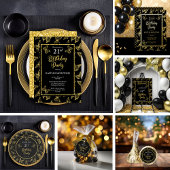 Elegant Butterflies 21. Geburtstag Party Black Gol Folieneinladung