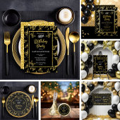 Elegantes Black Gold Butterflies 40. Geburtstag Pa Pappteller