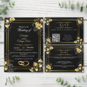 Elegant black and gold summer wedding RSVP karte (Personalisiere diese Kollektion eines unabhängigen Creators.)