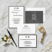 Elegant Black and White Minimalist Wedding RSVP Karte