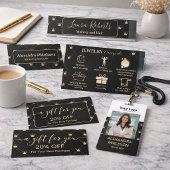 Modern Glam Black Gold Crown Cake Care  Visitenkarte