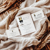 Elegant Black Pearl Champagne Bridal Shower Einladung