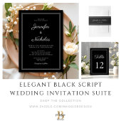 Elegant Black And White Script Wedding Gästebuch